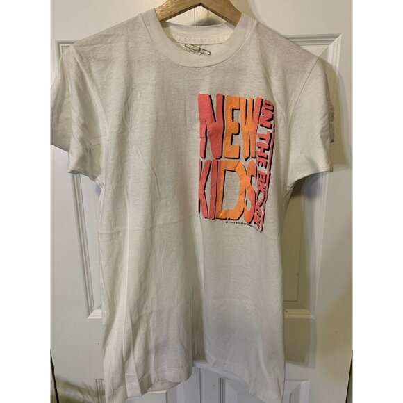 Vtg 90s NEW KIDS ON THE BLOCK Concert Band T Shirt Sz L 1989 Thin Screen Stars - Picture 7 of 9